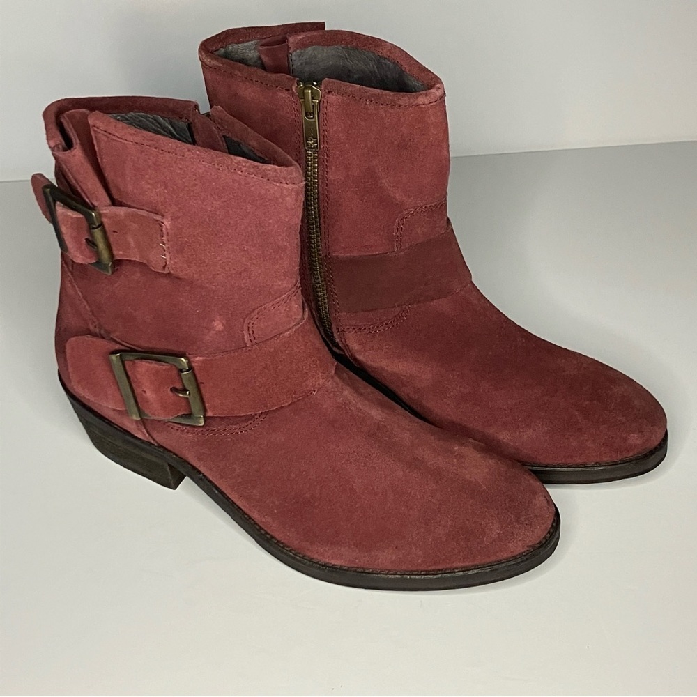 Seychelles Weekenders Castanets Boots Women's 8 Burgundy Suede Ankle Booties‎